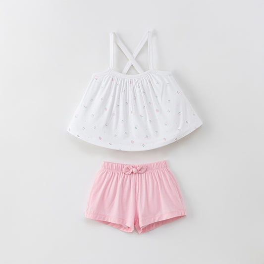 Strawberry Pattern Toddler Tank Top And Short Set